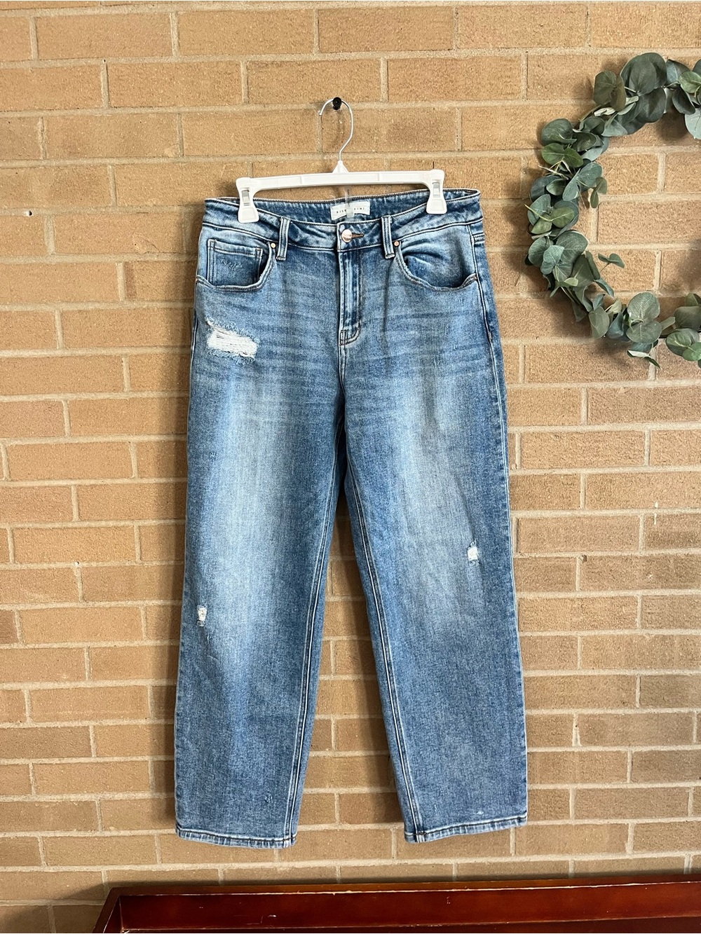 High-Rise Straight Leg Jeans in Light Blue